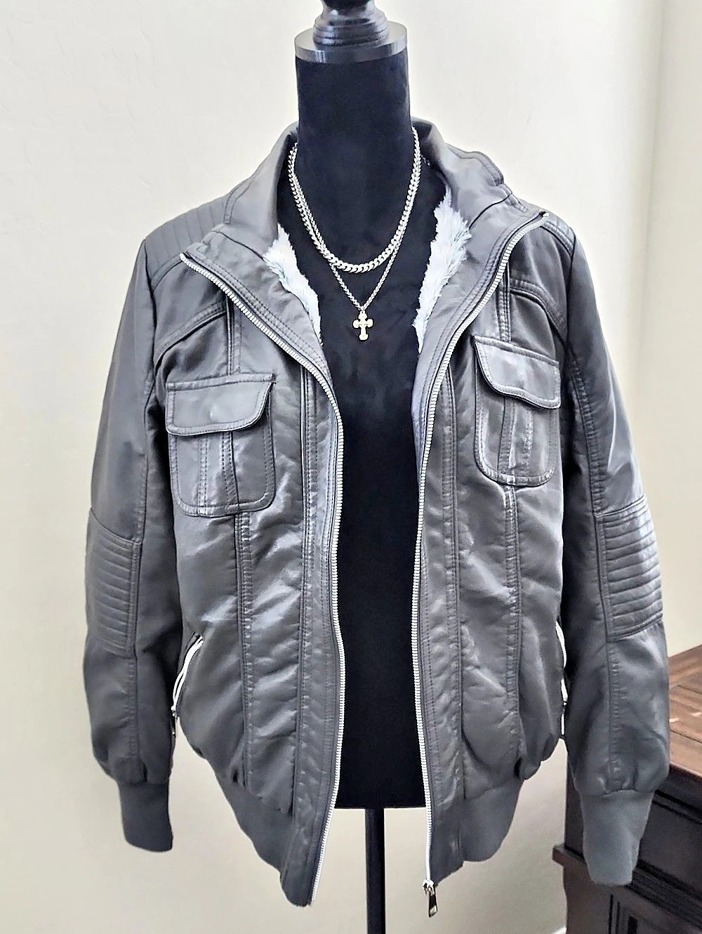 YMI Collection Faux Fur Lined Jacket Gray Size 1X